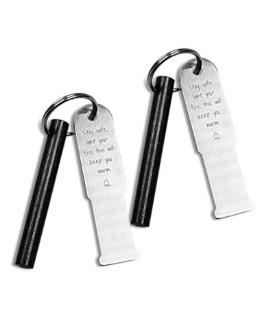 FERROFIRE Classic Keyring Ferro Rod Starter 2-Pack | 2.5 Inch Long Ferrocerium Rod with Carbon Steel Striker | EDC Flint and Steel Fire Starter for Camping, Survival, BBQ & Emergency Preparedness