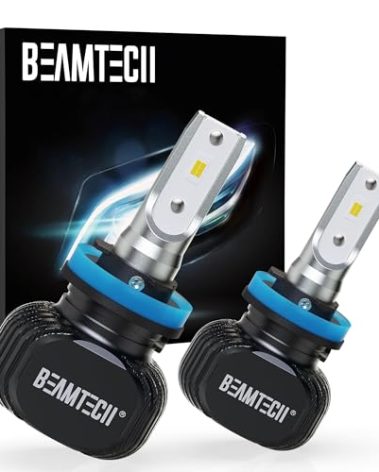BEAMTECH H11 Bulbs, S1 Series H8 H9 Fog lights, 300% Brighter 6500K White, 2 Bulbs