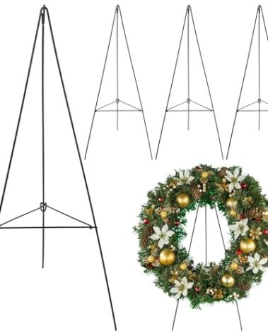 Soaoo Christmas Wreath Stand Christmas Wreath Holder Metal Easel for Cemetery Grave Flower Holder Gravestone Wreath Stand for Grave Marker Gravestone Flowers Decorations (4,30inch)