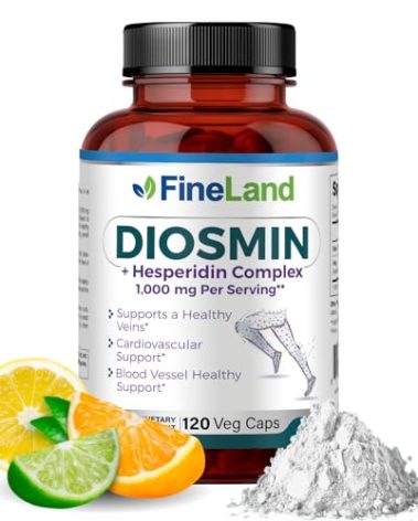 FineLand Diosmin & Hesperidin Complex, Premium Advanced Formula, 1000 mg, Blood Flow and Circulation Support, 120 Capsules, 100% Vegan, All Natural