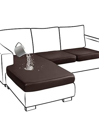 Yates Home Sectional Couch Covers 3 Piece Sofa Cushion Covers for L Shape Couch PU Leather Separate Cushions Couch Chaise Slip Cover for Both Left/Right Sectional Couch(2 Seater + 1 Chaise,Chocolate)