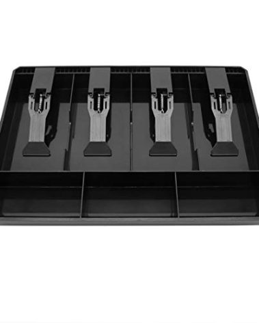 Cash Register Drawer Insert Tray with 4 Bill/3 Coin Compartments for Money Storage, Black