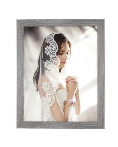 JDZIVTOP 11x13 Picture Frame Gray, Rustic Natural Grey 13x11in Photo/Portrait/Poster/Art Frame, Wall Hanging/Tabletop, Horizontal/Vertical Display Gallery Family Wedding Memorial Pic Frame Gift