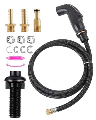 Kitchen Sink Side Sprayer with Quick Side Connector Compatible with Moen Faucet Sprayer Replacement, Kitchen Sink Faucet Sprayer Attachment with Water Hose/Holder, Oil Rubbed Bronze