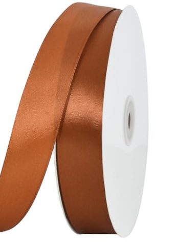 TONIFUL 1 Inch x 100yds Copper Brown Satin Ribbon, Thin Solid Color Satin Ribbon for Gift Wrapping, Crafts, Hair Bows Making, Wedding Party Decoration, Invitation Cards, Floral Bouquets, Christmas