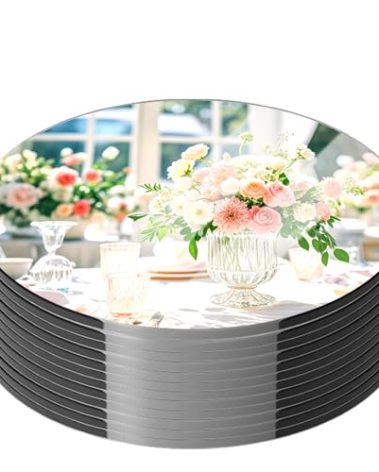 10 Pack Round Mirror Centerpieces for Tables Decorations, 10" Acrylic Circle Mirror Centerpieces Mirror Tray Candle Plate Centerpiece for Wedding Table Decorations Wall Decor (Round, 10inch)