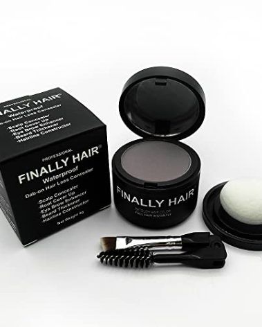Finally Hair Dark Chocolate Brown Dab-on Hair Fibers & Hair Loss Concealer, Hairline Creator, Eye Brow Enhancer, and Beard Filler. Dab-on Hair Fiber Shadow Powder (Dark Chocolate Brown - Brown/Black)