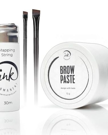 Brow Mapping Kit with White Brow Paste [Large 15g Bottle] White Brow Mapping String [30 m ] and 2 Eyebrow Brush Set for Microblading Supplies, PMU Supplies and Brow Brush Microblading Kit; Brow brush