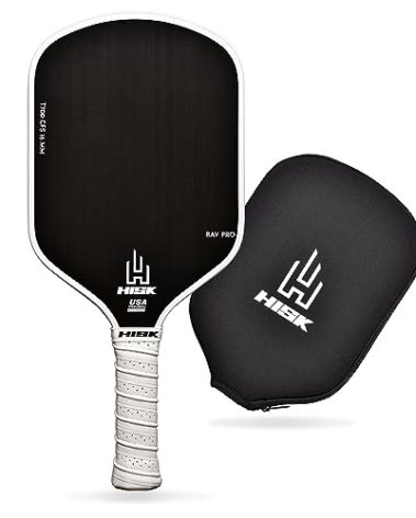 HISK RAV PRO Pickleball Paddle - Ultimate HIGH END 16mm Japanese Toray T700 Raw Carbon Fiber CFS w/Excellent GRIT Roughness Texture, Aero Dynamic Curve, USAPA Approved, Non Slip Grip