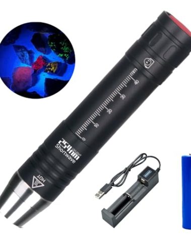 WONDSUNSON Shortwave 254nm UVC LED Flashlight, SW UV Torch Lamp, Fluorescent Minerals Phosphor, Tagged Stamps Detector LED Torch with ZWB3 Optical Filter