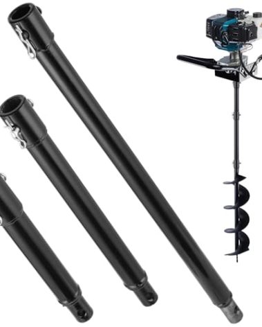 3 PCS Auger Extension Drill Bits, 3/4” Shaft Earth Auger1 Drill Bit Extension, Auger Drill Bit Extension2 Bar, Garden Spiral Hole Drill Bit Extension1 Rod, Post Hole Digger Replacement