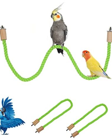 2 Pack Bird Hemp Rope Perch Swing, Bird Cage Stand Pole Accessories, Paw Grinding Standing Climbing Perch for Parrot, Parakeet, Budgies, Lovebirds (31.49 inches/80 cm)