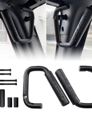 MEALAM Front Grab Handle Kit Aluminum Alloy Grab Bar for 2007-2018 Jeep Wrangler JK JKU Rubicon Sport Sahara (Black)