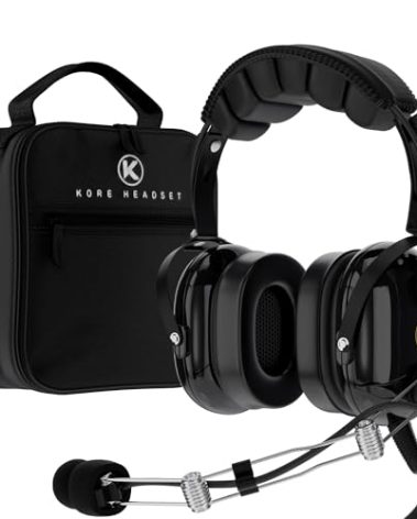 P1 General Aviation Headset for Pilots - Mono, Passive Noise Reduction, Noise Canceling Microphone, Acoustic Ear Cup, AUX Port, GA Dual Plug with Headset Bag