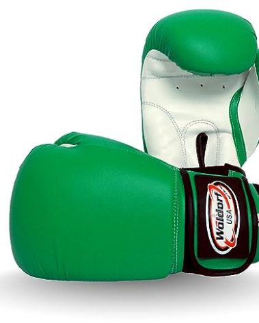WOLDORF USA Water Resistant Nylon Boxing Gloves Kickboxing Muay Thai Punching Bag Gloves Vinyl Green - Durable Boxing Gloves - Multi-Layered Foam Padding Offers Unbeatable Men Women Fight Gloves 16oz