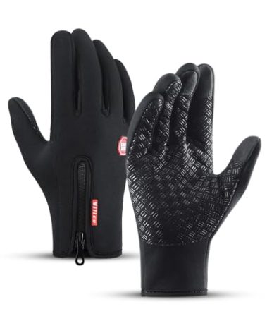 XPSZDBS Winter Gloves: Touch Screen, Windproof, Warm & Adjustable. Suitable for Outdoor Running, Cycling, Fishing, Skiing & Other Sports & Work. Black, Unisex-Adults