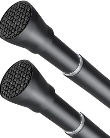 Shower Curtain Rod Black Tension Rod 45 to 77 Inch 2PCS Spring Curtain Rod Shower rod Non Slip shower curtain rod 1pcs for Windows No Drilling Adjustable Tension Rods of Curtain Window Closet Kitchen