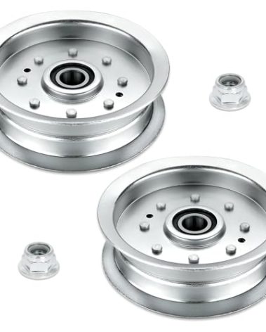 756-05034A Idler Pulley GY20629 GY22082 Fit for John Dee re Riding Mower 42 inch Deck, AUC17621 Flat Idler Pulley Compatible with John Dee re L120 L110 LA115 D125 D170, MTD T1000 Lawn Tractors, 2 Pack