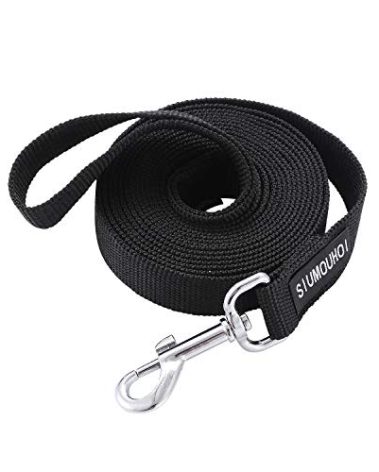 Siumouhoi Strong Durable Nylon Dog Training Leash, 1 Inch Wide Traction Rope, 6 ft Long, for Small and Medium Dog (Black, 6 Feet)