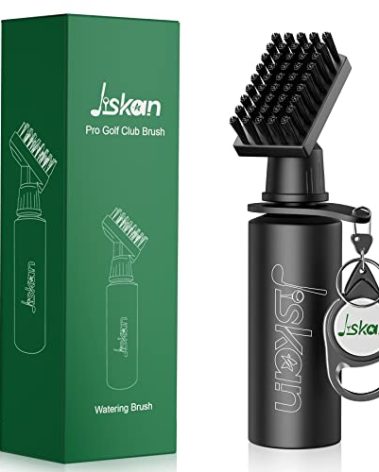 Jiskan Pro Golf Club Brush Cleaner with Retainer Clip and Squeeze Water Bottle 7.5 Inches Holds 4 Ounces of Water, Essentials Golf Accessories for Men, Best Golf Gifts for Men