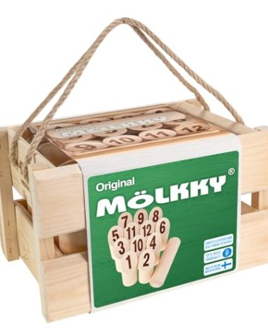 Mölkky Original - Wooden Throwing Games for Outdoor, Yard, Garden, Picnic, Beach, Leisure, Party - Birch Wood 12 Skittles, 1 Stick, Molkky Yard Game Set for Family, Groups, 2+ Players, 6+ Age