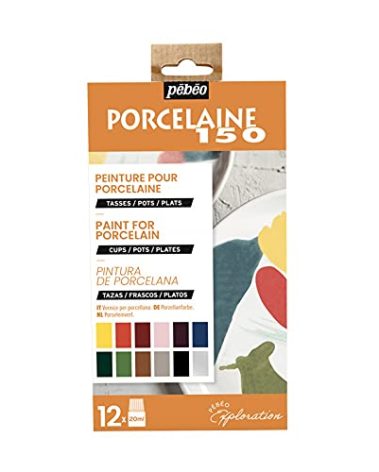 Pebeo Porcelaine 150 China Paint Exploration Set # 2- Set of 6 (Colors may vary), DIY Arts & Crafts Supplies, Heat-Resistant Finish, Microwave & Dishwasher Safe Formula, 20 ml Bottles (757472), 0.6 Fl Oz (Pack of 12)