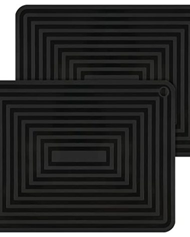 SPUVGVC Silicone Trivets for Hot Pots and Pans-Trivets for Hot Dishes-Heat Resistant Mat for Countertops, Kitchen Small Dish Drying Mat, Silicone Pot Holders-Hot Pads for Kitchen Set 2 Black