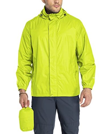 33,000ft Packable Rain Jacket Men's Lightweight Waterproof Rain Shell Jacket Raincoat with Hood for Golf Cycling Windbreaker