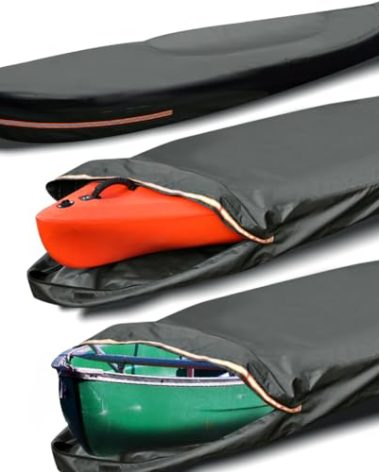 Smikodo 600D Kayak Covers for Outdoor Storage,Kayak Cover 18-20ft Canoe Covers Paddle Board Cover Fit 18-20ft, Protects Against Water,UV,Dust for Outdoor/Indoor Storage Grey