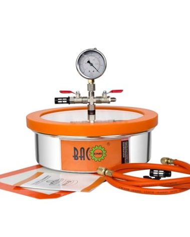 BACOENG 1 Gallon Flat Vacuum Chamber Kit, Stainless Steel Vacuum Degassing Chamber for Resin, Silicone and Epoxies