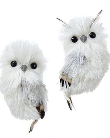 Kurt Adler 5.1in Silver Hanging Owl Christmas Ornament,Acrylic, 2 Assorted