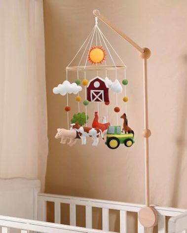Farm Animal Mobile for Crib - A Colorful Baby Farm Mobile with Animals and barn