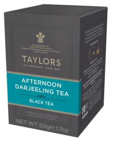 Taylors of Harrogate Afternoon Darjeeling, Black Tea, Individually Wrapped Bags 20 Count (Pack of 6), Delicate, Sweet & Floral, Caffeinated, Enjoy Hot or Iced, 120 Teabags Total