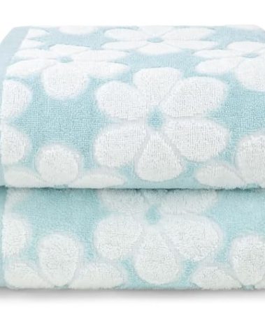 Cotton Towels for Bathroom Decor with Floral Jacquard, Super Soft and Absorbent Bath Towel Set of 2, Large Size 27.5x55 Inches