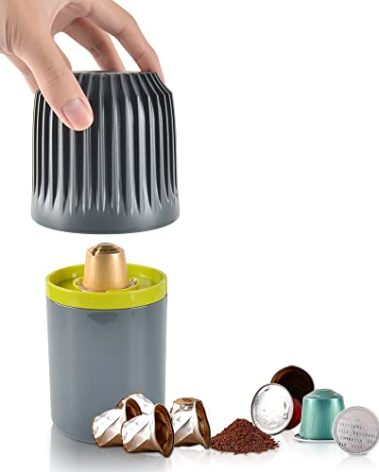 Aluminum Coffee Capsules Recycling Box - CAFEMASY Coffee Pods Recycler Box Tool for Separate Coffee Grounds and Aluminum Capsules Compatible with Nespresso Capsules OriginalLine