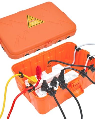 Hrensaw Large Outdoor Electrical Box(12.5x8.5x5inch),IP54 Waterproof Outdoor Outlet Covers,Weatherproof Extension Cord Covers Protect Outlet,Plug,Timer,Power Strip,Holiday Light,Orange