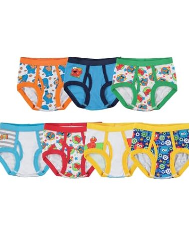 Sesame Street Boys 7-PK and 10-PK 100% Combed Cotton Underwear WithFavorites like Elmo, Cookie Monster and Big Bird in sizes 18M, 2/3T, 4T, Sesame 7pk, 2T/3T