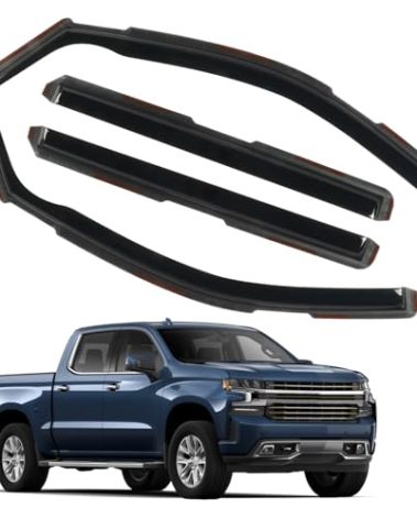 in Channel Window Rain Guards for 2019-2025 Chevy Silverado/GMC Sierra 1500 Crew Cab, Durable Window Vent Visors Shades Wind Deflectors, Exterior Car Accessories, 2020 2021 2022 2023 2024, 4PCS