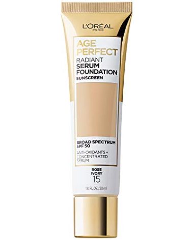 L'Oreal Paris Age Perfect Radiant Serum Foundation with SPF 50, Rose Ivory, 1 Ounce