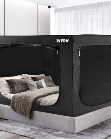 RIYDH Bed Tent Bed Canopy Tents for Adult - Portable Dream Tent Indoor Sleeping Tents 93% Blackout with 3 Doors Breathable Big Space
