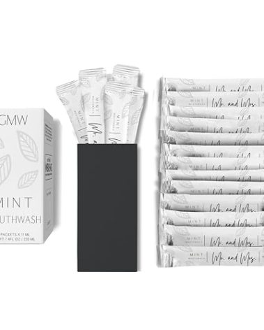 Luxury Mouthwash Packets (20 Individual Packets, Matte White: Mr. and Mrs.)