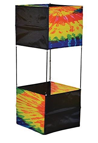 In the Breeze 3071 — Tie Dye Double Box Kite — Easy-Flying, Single-Line Colorful Kite; Kite Line Included