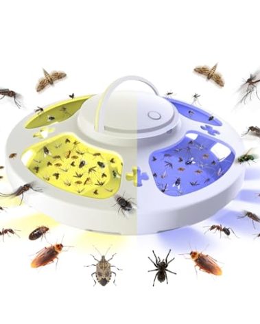 Frogoom Flea Trap for Inside Your Home with 3 Sticky Pads, Flea Light Traps Kills Fleas in House, Hanging Flea Lamp with USB Cable and Led Light Pest Control for Bug Moth Gnat Indoor and Outdoor