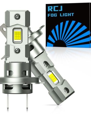 RCJ H7 Bulbs, 16000LM 600% Brightness 6000K Cool White H7 Fog Light Bulb, 1:1 Mini Size No Adapter Required, Plug and Play, Canbus Ready, Pack of 2