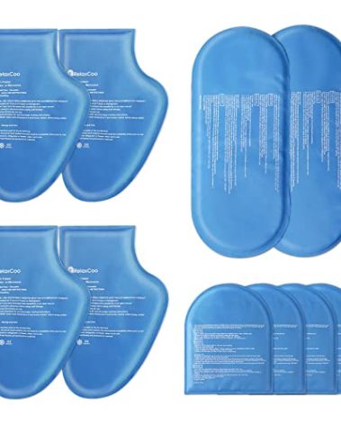 RelaxCoo Replacement Gel Ice Packs for Cold Therapy Socks & Hand Ice Pack Gloves (10-Piece Set) Extra Reusable Ice Pack Compresses for Injuries - S/M Blue