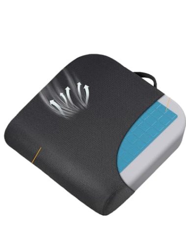 Gel Seat Cushion - Memory Foam Cushion for Office Chair, Car Seat, and Wheelchair - Ergonomic Gel-Infused Cushion for Tailbone Support,and Lower Back Comfort - Portable & Washable
