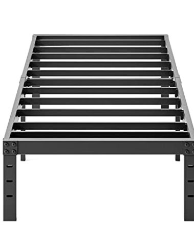 COMASACH Twin Bed Frame Heavy Duty,18" Black Metal Platform Bed Frame,Sturdy Steel Frame,No Box Spring Needed,Noise-Free,Easy Assembly