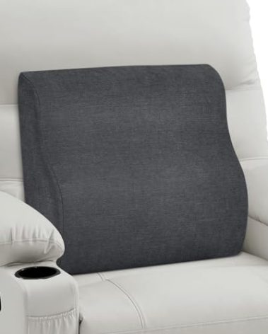 TANYOO Back Support Pillow for Recliner Dual Layer Lumbar Support Pillow with Gel Memory Foam Ergonomic Orthopedic Lumbar Cushions for Elderly Lower Back Pain Relief Washable Cover Dark Grey