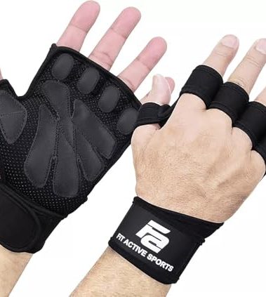 Fit Active Sports Weight Lifting Workout Gloves with Built-in Wrist Wraps for Men and Women - Great for Gym Fitness, Cross Training, Hand Support & Weightlifting