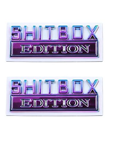 2 Pcs Edition Emblem Car Side Rear Front Hood Trunk Door Badge 3D Decal Sticker Fit for Car Truck SUV (Shit Box, Electroplated Purple)